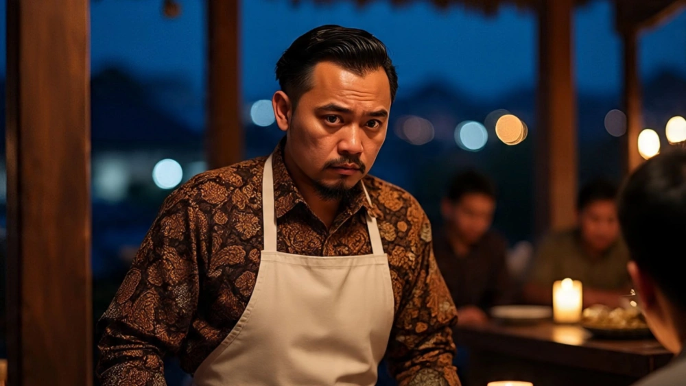 Ilustrasi karyawan restoran di Cokrowijayan, Yogyakarta. (Meta AI)